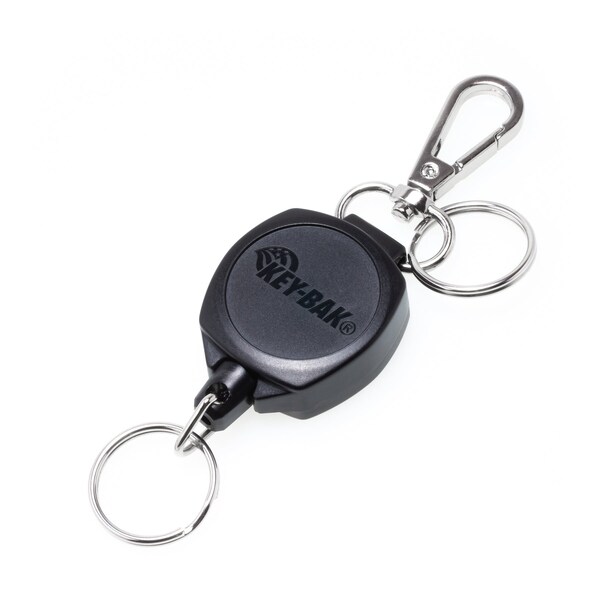 Key-Bak KEYBAK Sidekick Carabineer Retractor - 24 in. DuPont Kevlar Cord, Lobster Clasp, Black, 5PK 0KW1-0A54 - main